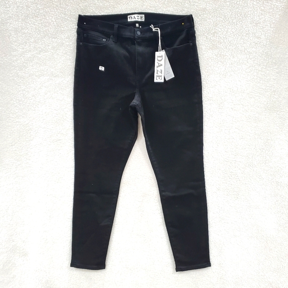 DAZE Denim - Daze Denim Womens 33 Black Call You Back Mid Rise Skinny Zip Fly Denim Jeans.